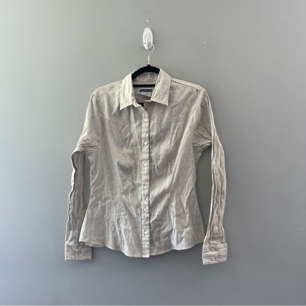 Vintage Panhandle Slim Western Shirt Button Front Stripes Metallic Size Medium